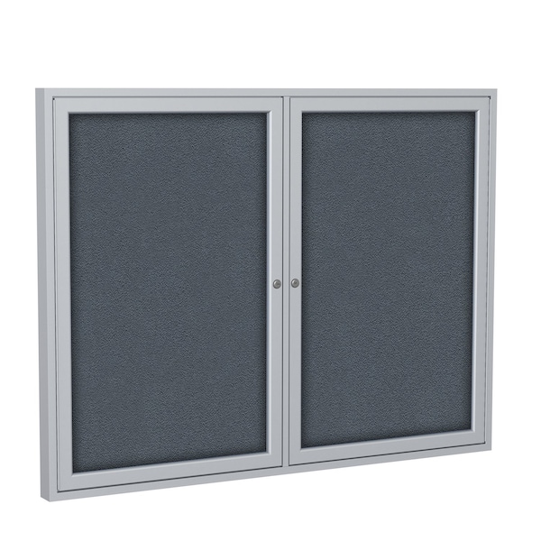 Ghent Enclosed Bulletin Board, 2 Door, Fabric, 4 ft H x 5 ft W, Gray PA24860F-91 - main